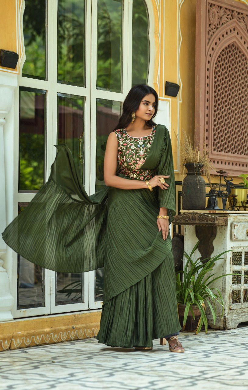 Zara 04 Fancy Designer Embroidery Ruffle Wholesale Party Wear Sarees
